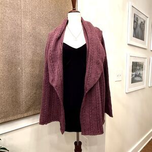 J. Jill Wool Blend Sweater 1X Purple Merino Alpaca‎ Mohair Chunky Knit Cardigan
